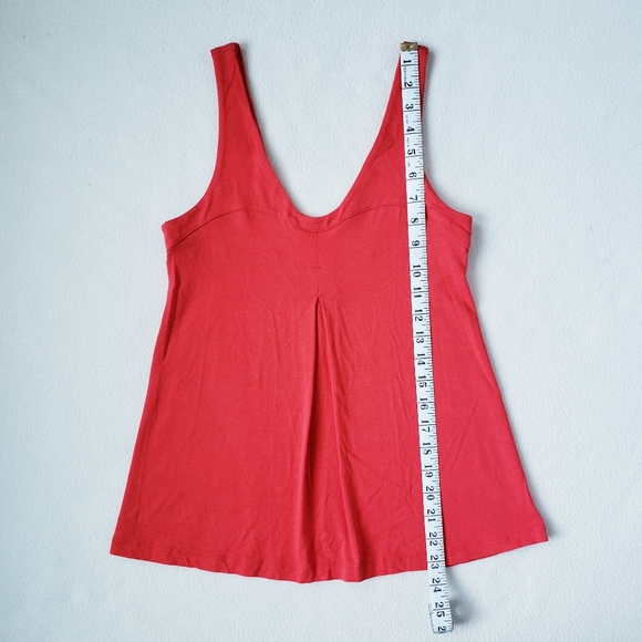 FIG Clothing Red Orange Tank Top Colourblock V-neck Basic - Picture 8 of 11